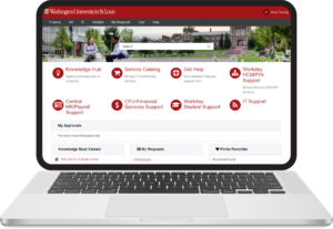 laptop open with ServiceNow showing on the screen